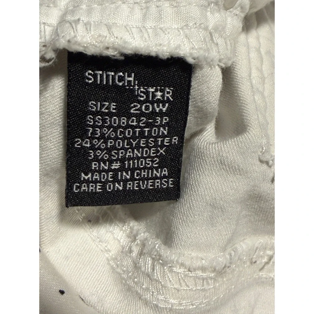 Stitch Star Womens Size 20W White Anchor Print Denim Shorts Casual‎ Nautical